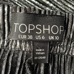 Topshop  Pleated Straight Leg High Rise Cropped Pants Silver Black Size 6 Photo 3