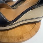 Clarks  Collection Zia Castle Black Leather Wedge Ankle Strap Sandal Women Sz 10M Photo 6