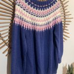 American Vintage VTG Hand Knit Women’s Fair Isle Women's Sweater Cozy Cabincore Cottagecore Blue Photo 2