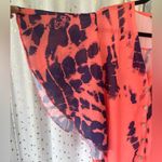 Chic Me Sheer Orange Tie Dye Waterfall Sleeve Bohemian V Neck Button Down Blouse Photo 2