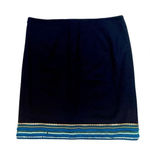 Talbots NWT  Navy Embroidered Beaded Sequin Hem A-Line Skirt Photo 4