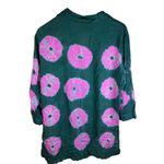 Elan Sand Dollar Teal Pink Button Up Tunic Shirt Womens XS Rayon Roll Tab Sleeve Photo 7