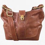Vintage Cognac Brown Italian Leather Hobo Bag Marino Orlandi Plaid Lined Purse Photo 1