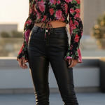 Revolve Floral Crop Smocked Long Sleeve Top Louise Position Italy Xs Photo 0