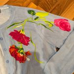 Quacker factory‎ women’s floral rhinestone sparkle cardigan blue pink large Photo 3