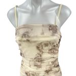 NEW Commense Cream Floral Ruched Sleeveless Cami Camsole Bodycon Tank Dress S Photo 2
