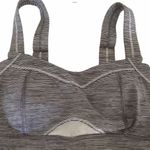 Lululemon grey and white stripped wide straps yoga spots bra size 4 ta ta tamer Photo 0