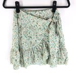 Lulus Flourishing Dreams Wrap Mini Skirt Floral Ruffle Tie Mint Green XS Photo 1