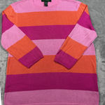 Lauren Ralph Lauren Striped Sweater Pink Orange Cotton Blend‎ Womens Medium Photo 0