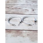 Earrings for Pierced Ears Large Silver Tone Hoops Stamped G Photo 3
