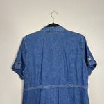Bobbie Brooks Vintage Denim Maxi Dress Size L Snap Short Sleeve Roll Tab Midi Blue Size L Photo 6