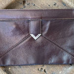 Vintage chocolate brown envelope clutch with spring hinge closure 11 x 7 inches Photo 0