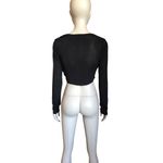 Free People  Intimately Black Long Sleeve Crop Top Photo 3