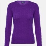 Ralph Lauren Polo  Cashmere Purple Cable Knit Crewneck Sweatshirt New Small Photo 1