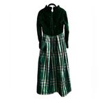 Vintage Lorrie Deb Emerald Green Velvet Plaid Maxi Dress Emma Bridgerton 9/10 Photo 13