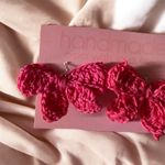 Handmade Pink Crochet bow Earrings – Lightweight & Boho Chic Photo 3