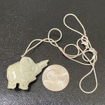 Sage Green Stone Elephant Pendant on 925 Silver Necklace Photo 4
