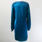 Versona Teal Blue Silky Chic Long-Sleeve Party Formal Midi Dress Small Photo 6