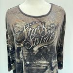 Christopher & Banks Patriotic Stars and Stripes God Bless America Sequined Top L Photo 3
