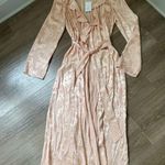 Lovers + Friends Lovers Friends NWT Bali Kimono Maxi Dress Pink Satin Ruffles Belt ~ Size M Photo 12