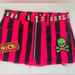 Dolls Kill Current Mood Patched Studded Striped Mini Skirt Size XS Photo 0