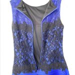 Tadashi Shoji dress pintuck neoprene lace black blue fit and flare sleeveless Photo 2