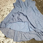 Torrid  Blue Textured Dot Chiffon V-Neck Dress Photo 3