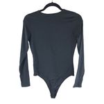 Everlane  Womens The Long-Sleeve Supima Square-Neck Bodysuit Thong Black S Photo 4
