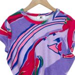 Juicy Couture NWT Purple Swirl Print Terry Cloth Cropped Top Size Medium Photo 3