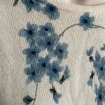 Woman Chrysanthemum White Floral Pullover Sweater 1X Top u Blue Photo 8