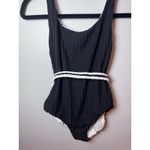Black & White Solid & Striped Reversible Black White One Piece With Belt Sz S NWT $198 Photo 4