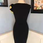 Black and Chartreuse Pencil Dress with Ruffle Detail Sz 8 Photo 4