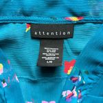 Attention Sheer Floral Cap Sleeve Top with Attached Cami Blue Large Photo 1