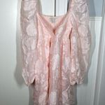 Sister Jane DREAM pink Floral Brocade Organza Mini Dress Puff Sleeve size medium Photo 0