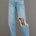 BDG  High Rise Baggy Jeans Sz 24 Light Wash Denim Distressed Fromt Back Photo 0
