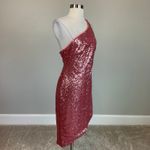 AQUA Sequined One Shoulder Mini Sheath Sparkly Pink Cocktail Party Dress Size 8 Photo 2