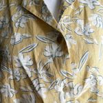 Uniqlo Yellow Floral  Button-Up Top Linen Blend Feminine Beachy Tropical Large Photo 8