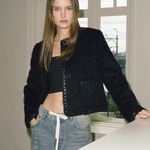 ETMON Korean brand  Tweed Fur Jacket NWT One Size Photo 3