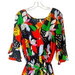 True Destiny Floral Jumpsuit Farm Rio snap closer at chest, belted, wide leg Photo 3