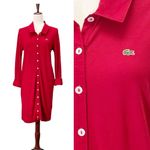 Lacoste  Shirt Dress Red Long Sleeve Button Front Pique Cotton Size 44 / US L 12 Photo 15
