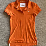 Aeropostale Y2K Orange Stretch Polo Short Sleeve Button Down Blouse Solid Small Photo 0