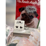 Women's Lillyput Little Things Pug Earrings & Christmas Greeting Card NWT Black Photo 2