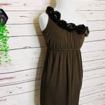 Judith March Chocolate Brown Rosette One Shoulder Mini Dress Size Medium Photo 7
