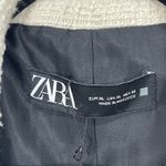 ZARA NWT Topstitch Textured Double Breasted Blazer Jacket Ecru Black Sz XL FLAW Photo 4