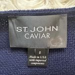 St. John Caviar Jacket Full Zip Up Peplum Wool Blend Long Sleeve Navy Sz 2 Photo 8