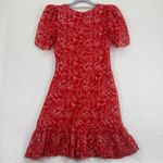 Parker  Krislyn Aurora Short‎ Sleeve Red Floral Silk Blend Mini Dress Ruched Sz 6 Photo 9