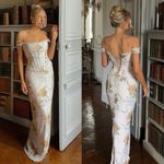 House Of CB  Isis Soft Blue Vintage Print Corset Maxi Size XS NWOT Photo 2