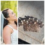 RoseGold Flower Wedding Hair Comb Crystal Rhinestone‎ and Pearl Gold Photo 1