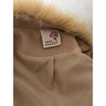 Vintage Hong Kong Carsamono beige womens fur trim pea coat Size small Tan Photo 7