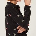 Rails  Kate 100% Silk Shirt: Black with Multi-Color Animal Stars Photo 0